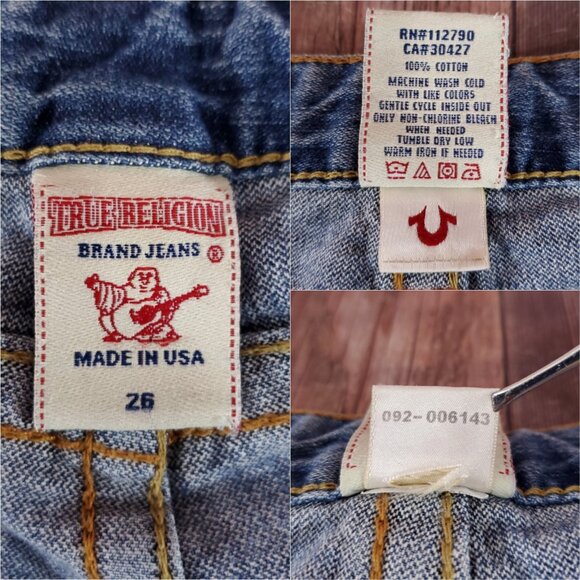 NWT True Religion Womens Size 26 Joey Row Seat Flap Flare Distressed Denim Jeans - Picture 14 of 15
